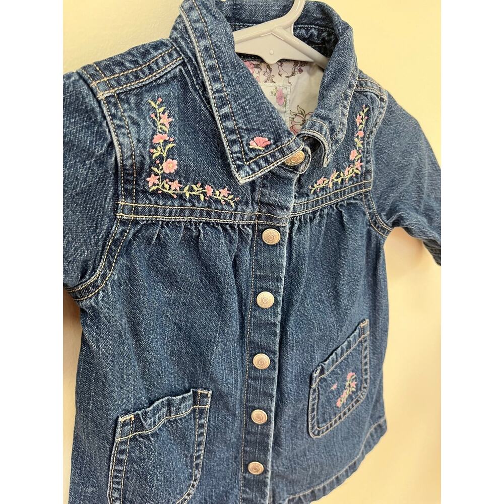 Janie and Jack denim dress with floral embroidery, size 3-6 months